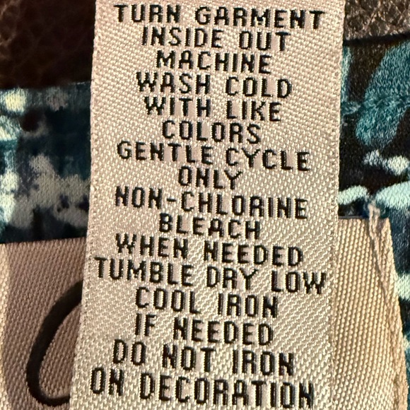 Chaps Teal Patterned Long Sleeve Dress - Picture 5 of 6